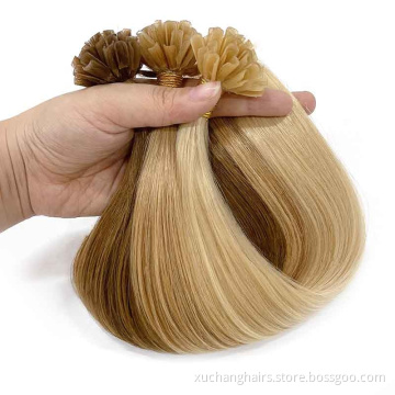Unprocessed Cuticle Aligned Raw Virgin Indian Hair Extension Vendor Wholesale U Tip 100% Human Hair Extensions Sale